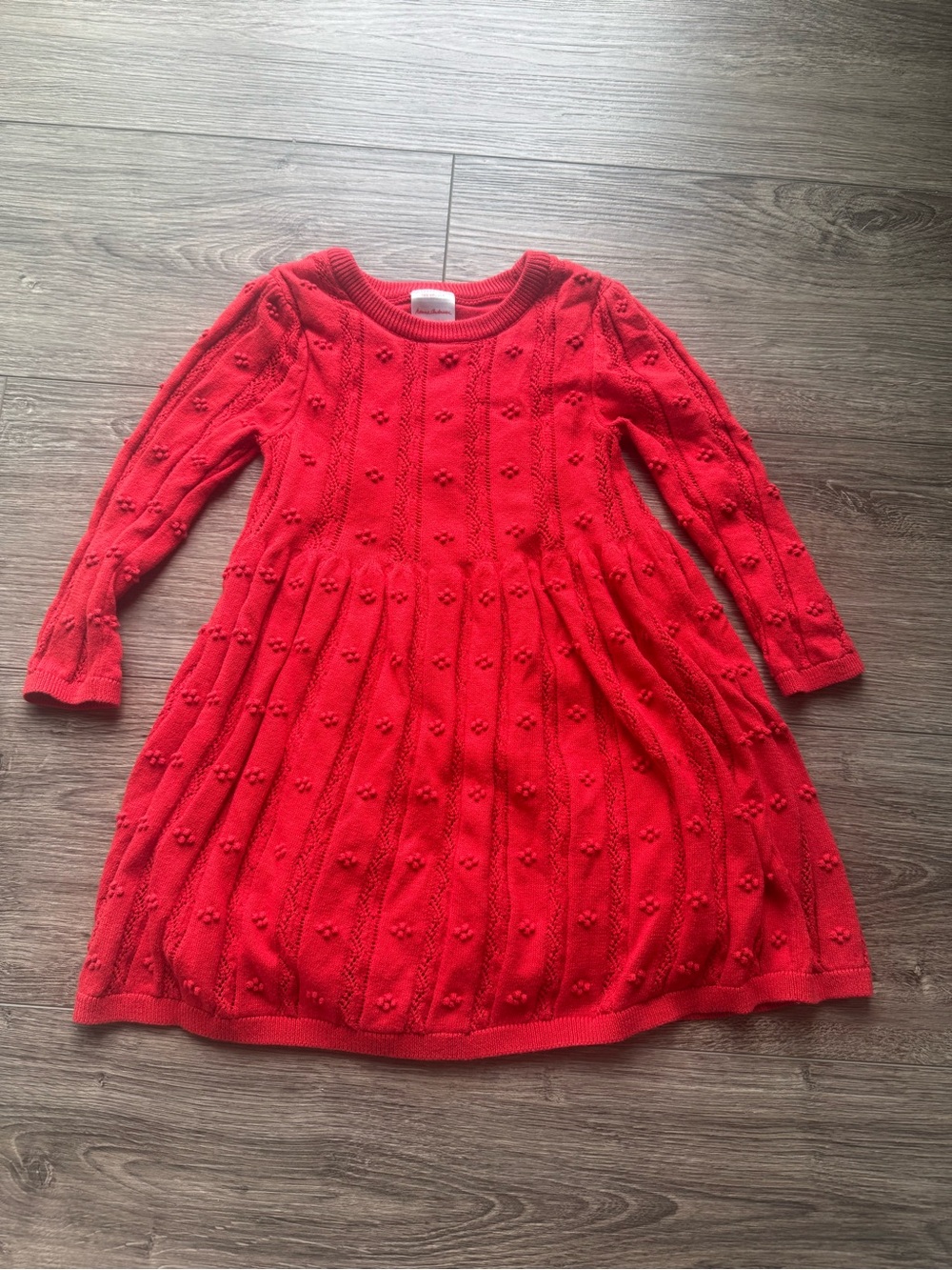Hanna Andersson Girls Size 4 Red Knit Sweater Dress Textured Holiday